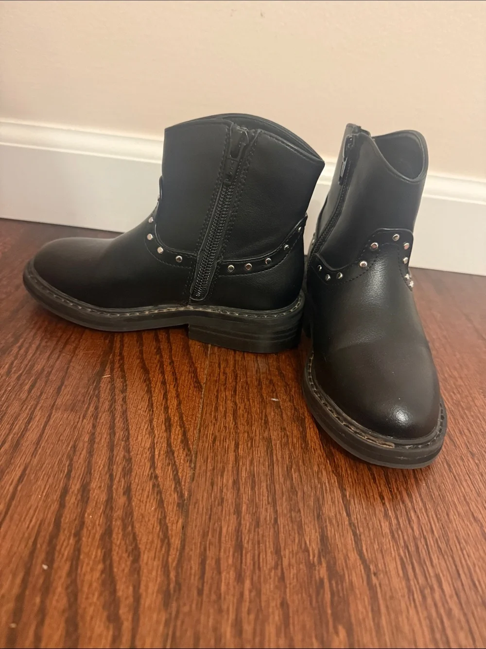 Nordstrom Kids Black Studded Zip Ankle Boots